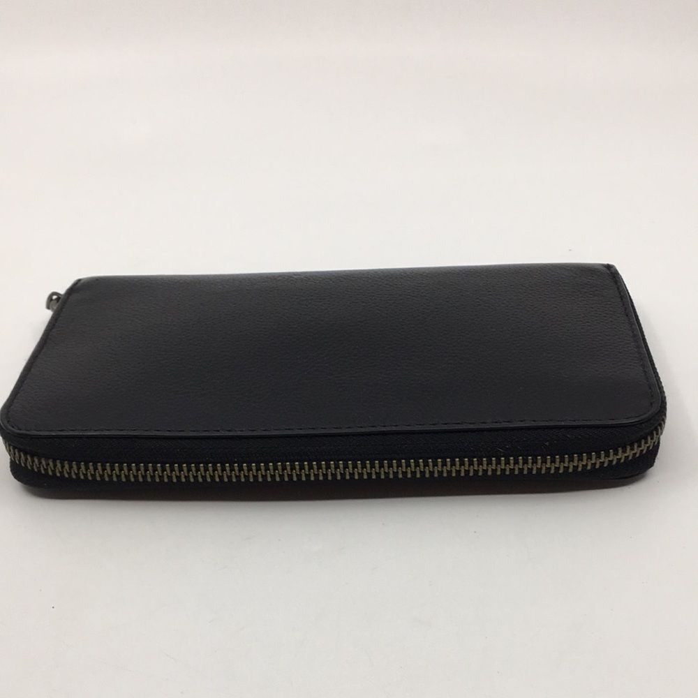 Coach Baseball Stitch Accordion Zip Wallet Black Smooth Calf Leather Unisex - Picture 9 of 16